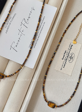 琥珀美学~美拉德方吊坠串珠项链