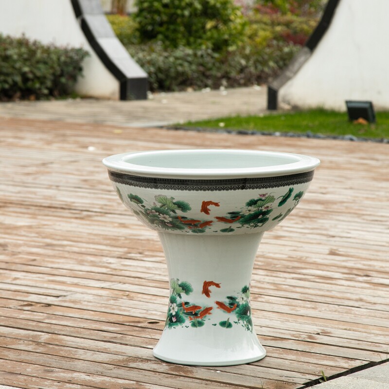 陶瓷鱼缸瓷底座种花养乌龟缸睡莲碗莲花吸上水石盆假山水缸造景大