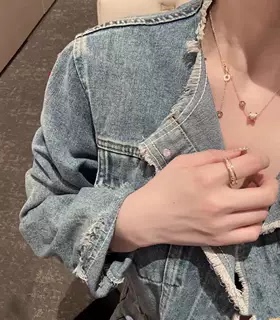 明星款18K玫瑰金满钻蛮腰项链