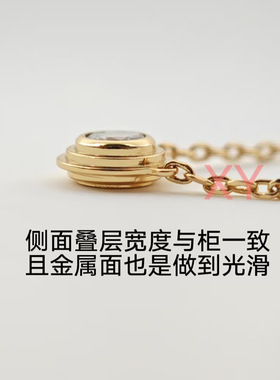 高版本卡地飞碟单钻项链女CNCV金镀18K金小圆饼一颗钻泡泡锁骨链