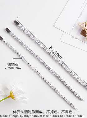 跨境长方形3*5网球手链 316不锈钢锆石手链 时尚轻奢饰品爆款货源