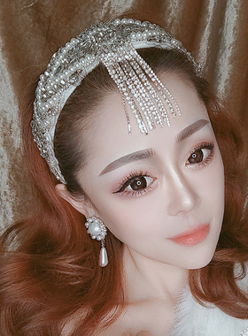 发箍带齿镶钻珍珠宫廷风气质高级