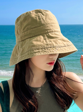 渔夫帽出游休闲女春夏秋大檐做旧