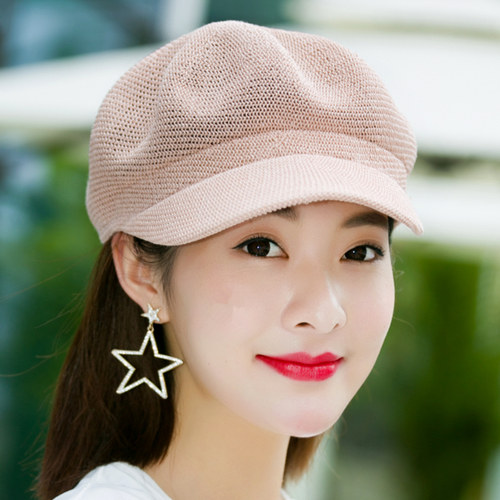 帽子女夏天八角帽透气贝雷帽春季出游防晒遮阳草帽时尚英伦鸭舌帽 - 图0