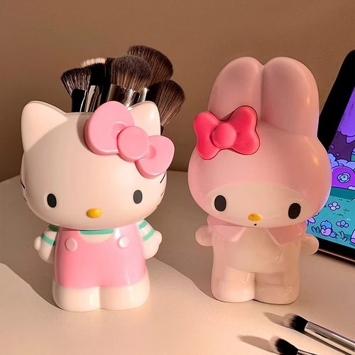 可爱kitty猫化妆刷收纳筒桌面化妆品口红收纳盒置物架美乐蒂笔筒 - 图1