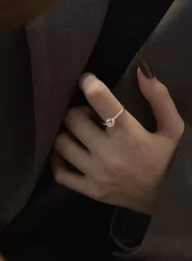 欧饰泥女饰合金锆石开口戒网红风