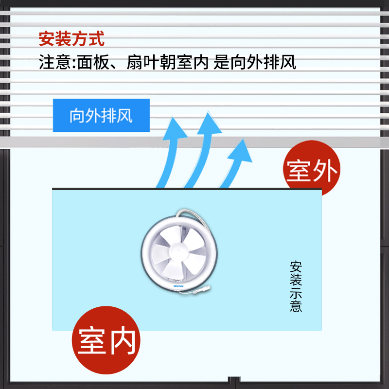 正野窗式排气扇圆形卫生间玻璃家用换气扇厕所厨房强力静音抽气扇-图2