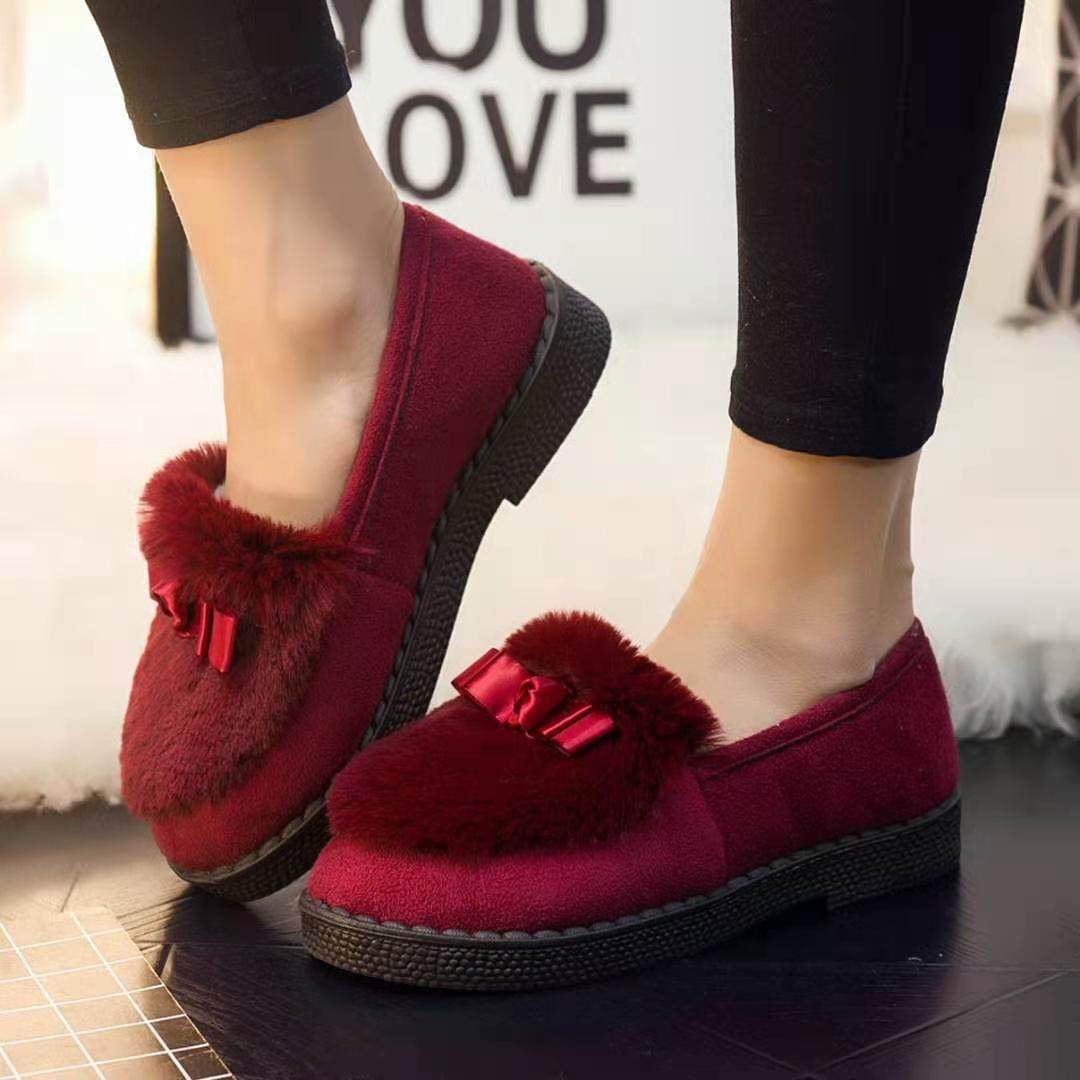 秋冬新款豆豆鞋加绒加厚女毛毛鞋百搭学生妈妈平底韩版休闲外穿鞋,淘宝优惠券,粉丝福利购,淘宝优惠卷