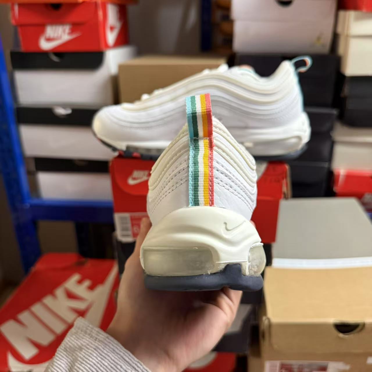 Nike耐克 Air Max 97 女子复古低帮彩虹子弹休闲跑步鞋DH1592-100 - 图0