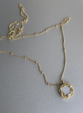 常青款福利。天然淡水珍珠双面吊坠天使方牌金色项链复古叠戴时髦