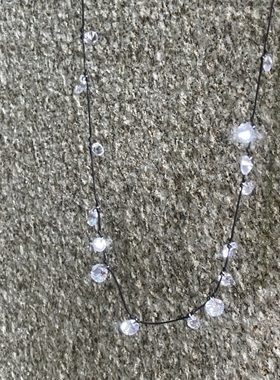 星光闪闪。黑色绳编大小锆石不规则项链精致时髦叠戴松弛感个性