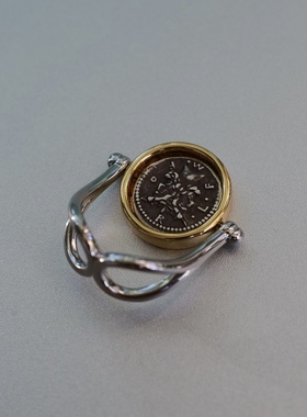 延续战斗力。古希腊士兵浮雕钱币双面翻转金银撞色戒指环高级设计