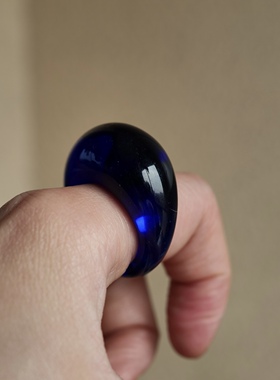 【清仓特价】透明绿蓝色立体圆球玻璃材质戒指环时髦清新个性孤品