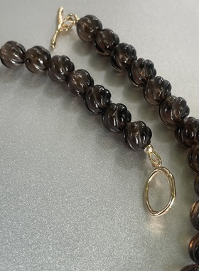 智性恋者。天然巴西茶水晶立体螺纹10mm串珠项链高级清冷知识分子