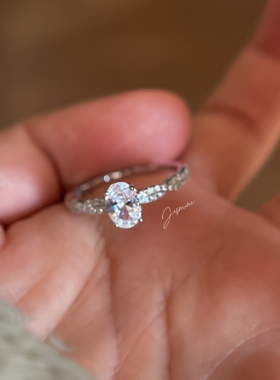 纯银一克拉璀璨鸽蛋戒指