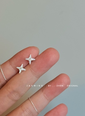 纯银养耳 ins亮亮耳圈星星耳钉睡觉不用摘素银迷你耳饰不掉色