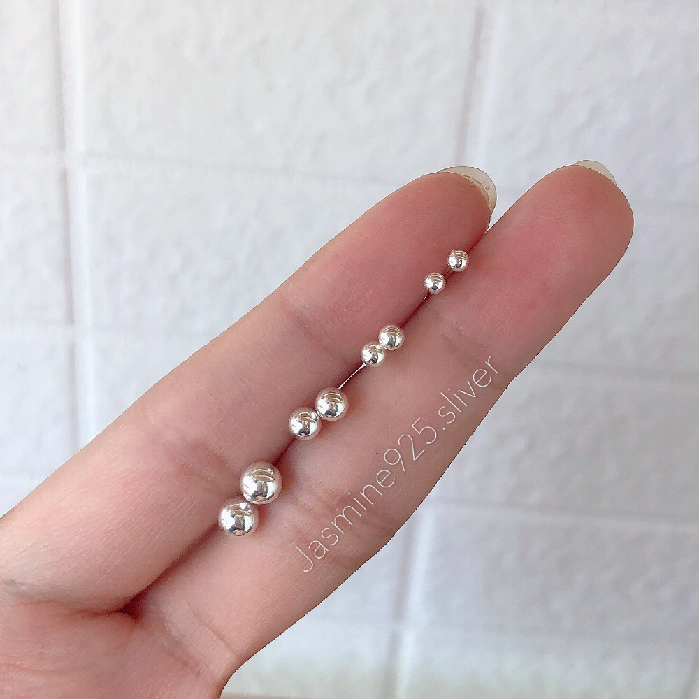 S925纯银 *买二送一* 基础款圆豆豆耳钉简约百搭男女学生款养耳洞 - 图2