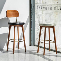 Solid Wood Bar Bench Light Lavish Modern Minimalist Bar Chair Cashier Desk Chair Backrest High Foot Stool Home Phone Shop
