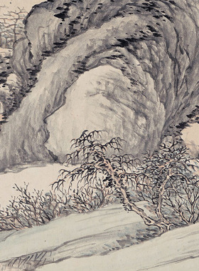 清董邦达解角图山水画微喷复制品