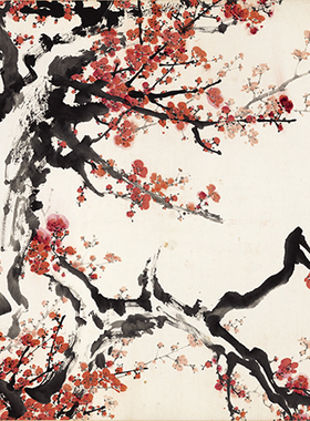 报春图梅花国画水墨画竖款装饰画