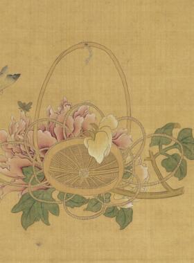 元 钱选《 画花篮》古代名画花卉图卷宣纸高清微喷复制画芯临摹画