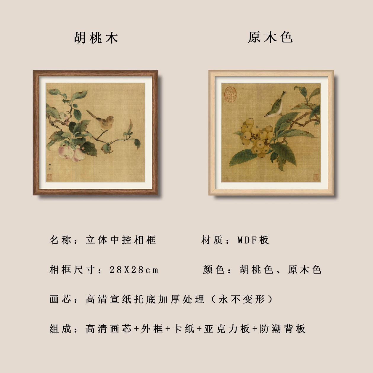 南宋林椿果熟来禽图国画工笔花鸟宋画小品彩色临摹底稿装饰画挂画