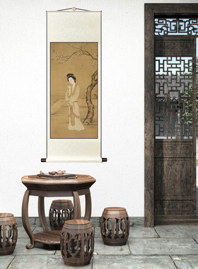 张纪工笔仕女图仿古书画装饰画