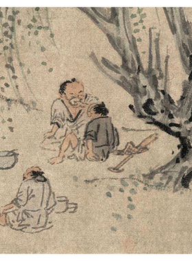 1:1明 钱榖 云溪鱼隐图 古代山水画长卷渔民生活人物画高清复制