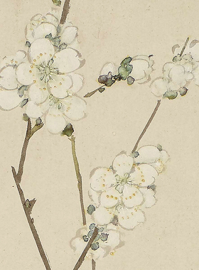 居廉花卉图仿古画卷轴装饰画