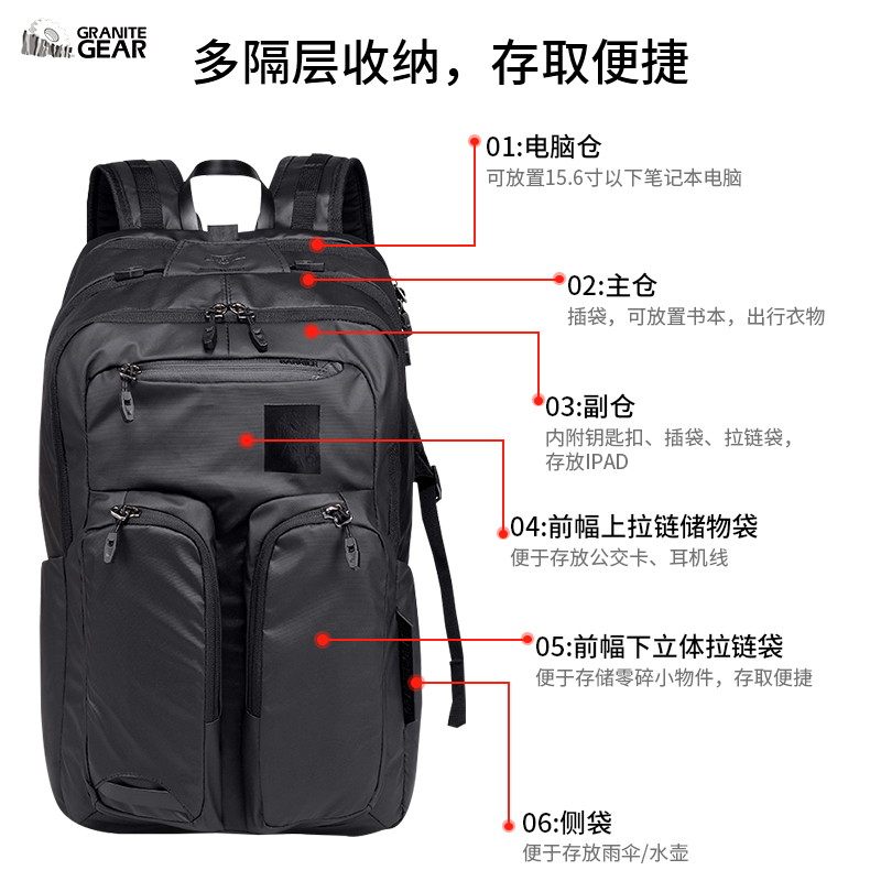 花岗岩商务旅行男户外大容量电脑包 granitegear双肩背包