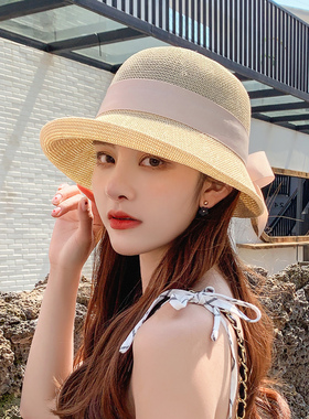 春夏季纯色圆顶透气妈妈太阳帽子