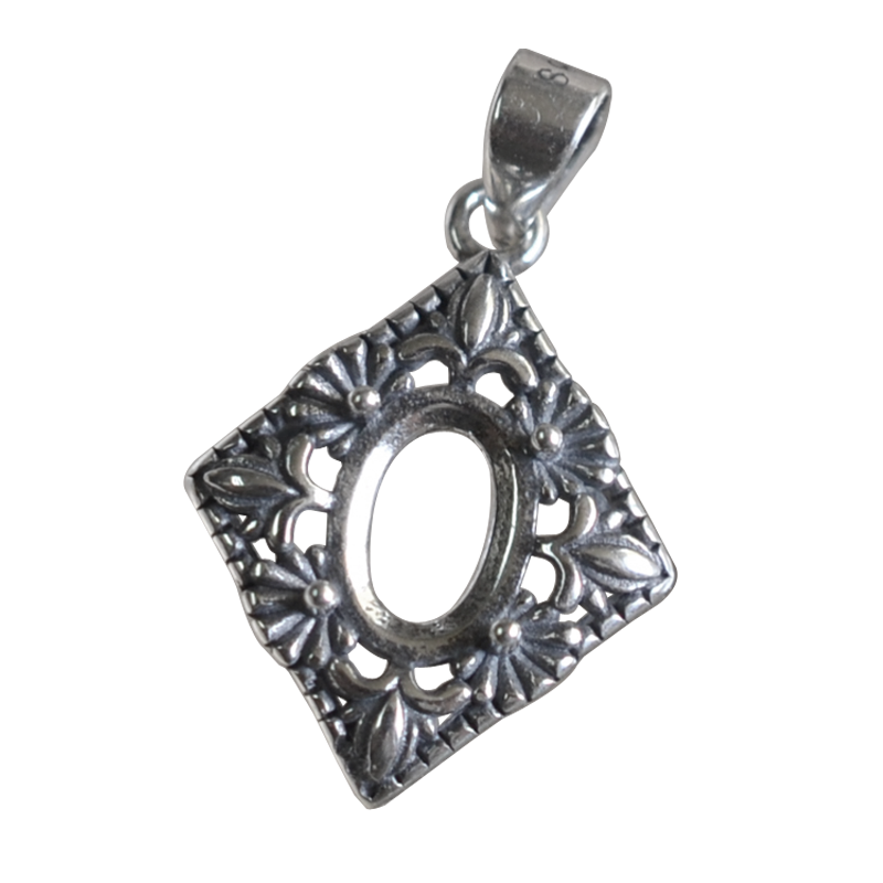 燕子家复古尖底刻面宝石s925银吊坠空托小众diy纯银吊坠托5*7mm,淘宝优惠券,粉丝福利购,淘宝优惠卷