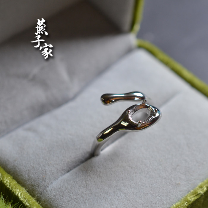 Yanzijia pointed base 5*7 gemstone sterling silver ring setting