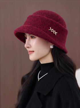 帽子女士秋冬季复古羊毛