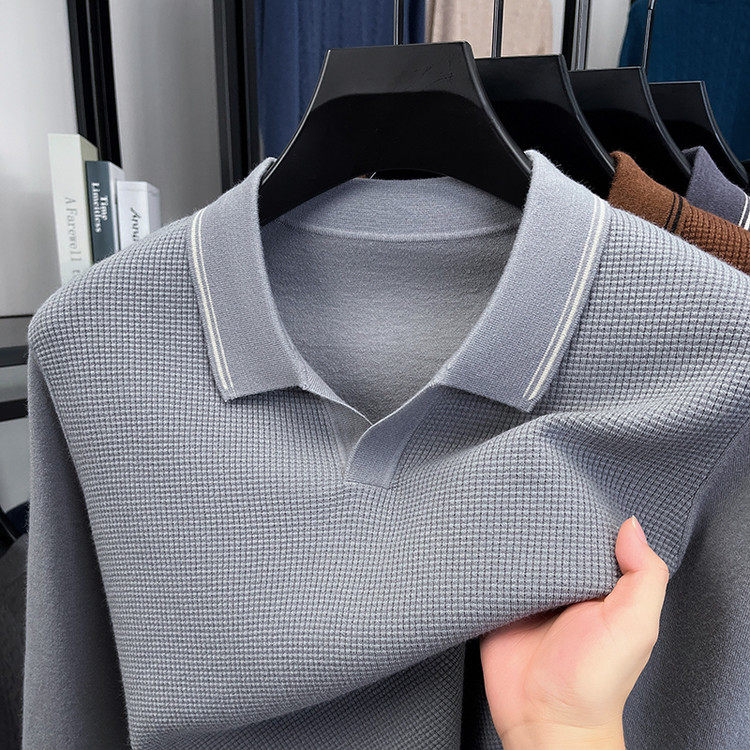 男士长袖针织衫秋冬季翻领休闲纯色海鸥领羊毛衫男款打底衫毛衣