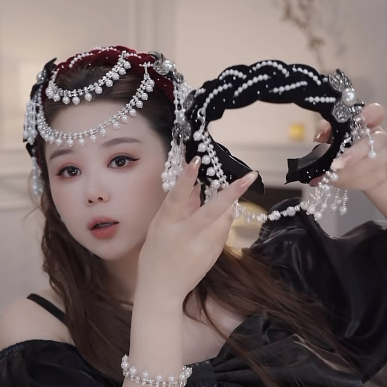 一帘幽梦宽边发箍手工编织民族风发饰花朵可拆卸流苏珠珠法式头饰,淘宝优惠券,粉丝福利购,淘宝优惠卷