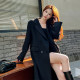 Black Woolen Coat Women's Long Shoulder Woolen Coat