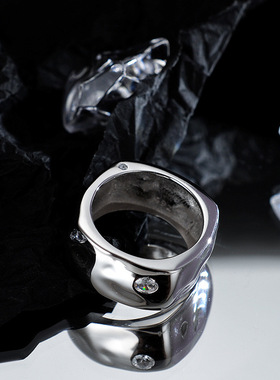 QUICKLEY 创意小众设计师925纯银潮流时尚百搭ins锆石戒指