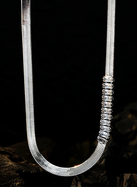 PREDAMS 创意小众设计师款925纯银潮流时尚ins风百搭蛇骨锆石项链