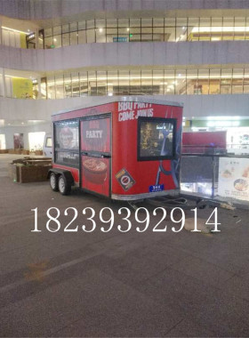 复古风铁艺室内餐车售卖商业街