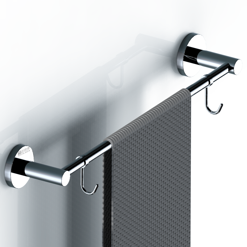 加粗免打孔304不锈钢毛巾架单杆卫生间毛巾杆厕所浴室挂杆置物架
