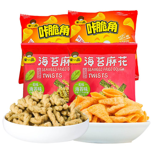 常一品尖脆角10克小包装膨化小吃海苔小麻花零食办公室解馋薯片 - 图0