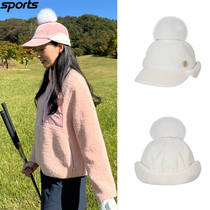 South Korean PLAYBOO golf accessories 23 autumn winter womens GOLF fluffy suede ball earmuff warm hat
