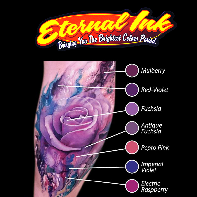 Eternal伊特诺彩色纹身纹绣色料刺青颜料红粉紫色系1oz美国原装-图2
