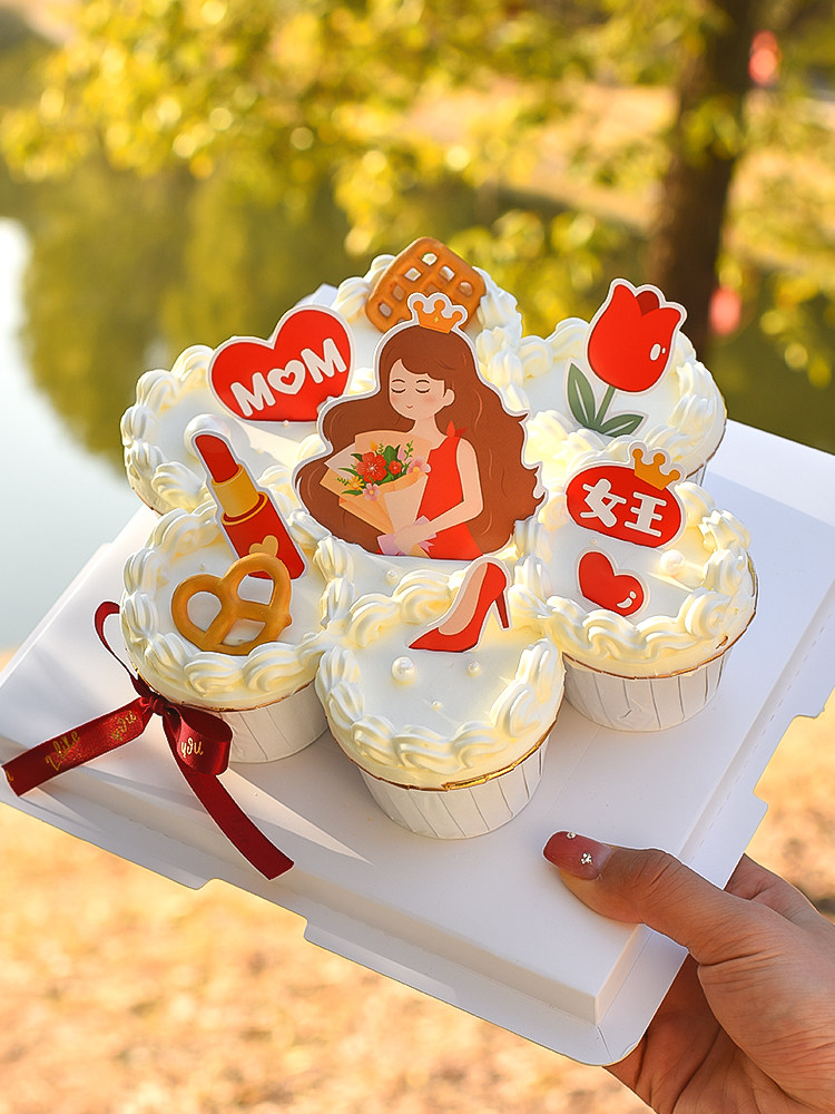 38女神节纸杯蛋糕装饰郁金香仙女妈妈烘焙插件女王节日快乐摆件,淘宝优惠券,粉丝福利购,淘宝优惠卷