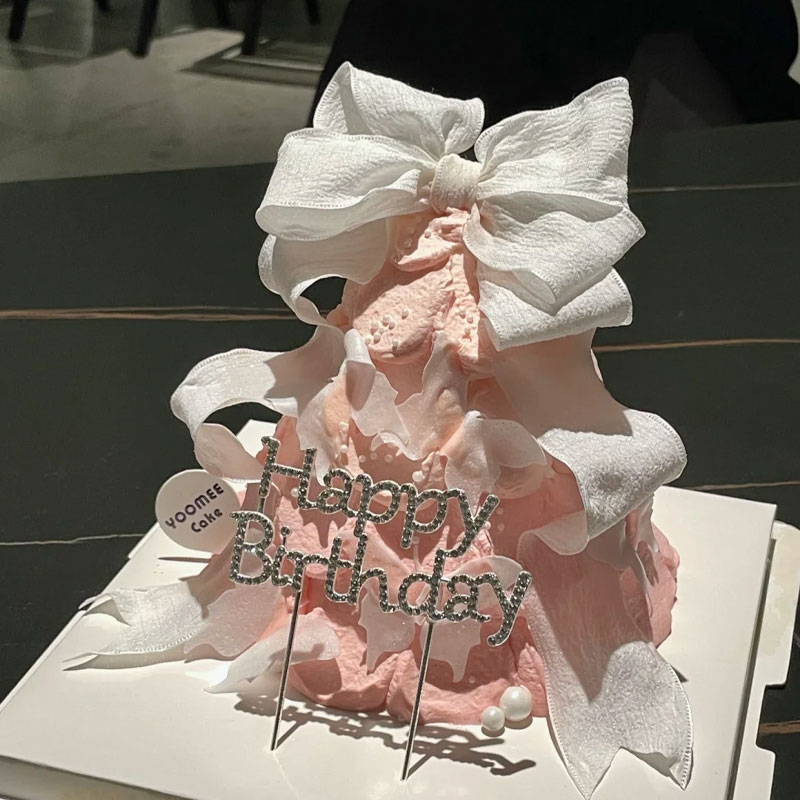 网红唯美许愿树造型蛋糕装饰钻石生日快乐插件仙女生日蝴蝶结装扮 - 图2