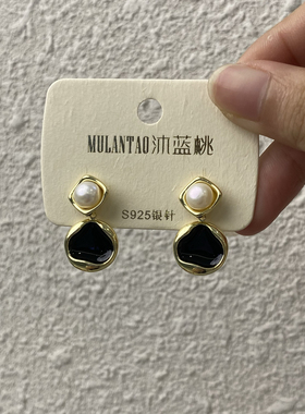 天然淡水珍珠耳钉女几何百搭气质高级感耳环耳饰M-29