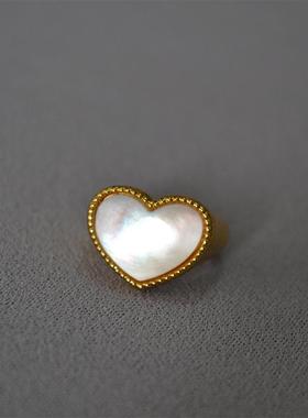 淡水母贝爱心戒指日韩时尚