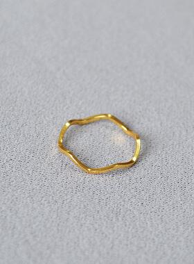 素圈波浪曲线个性戒指日韩