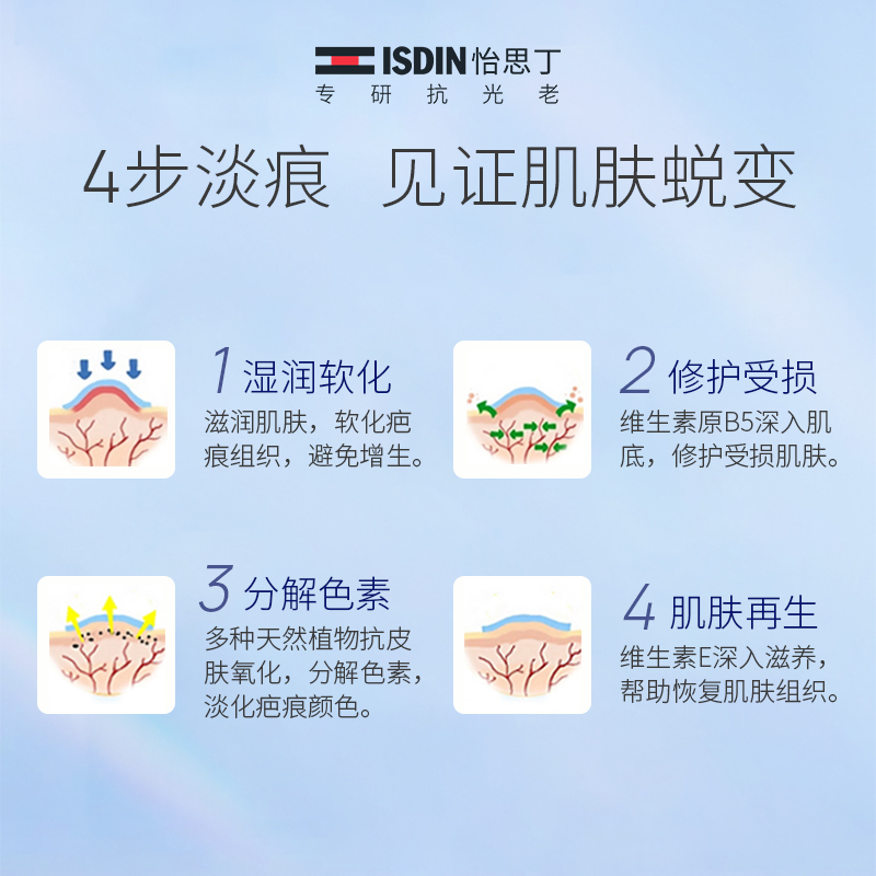 【官方旗舰店】ISDIN/怡思丁疤痕膏凝胶修复遮盖淡化痘印